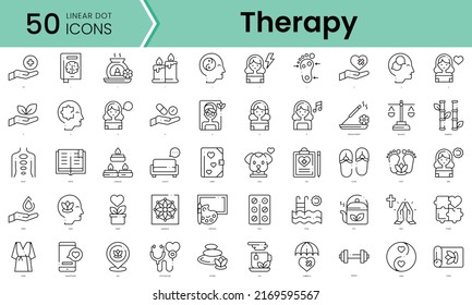 therapy Icons bundle. Linear dot style Icons. Vector illustration