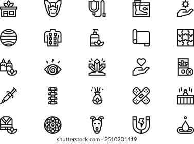 A coleção de ícones de terapia é uma ilustração vetorial com traçado editável.
