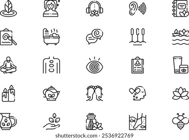 Die Kollektion von Therapiesymbolen ist eine Vektorgrafik mit editierbarem Strich.