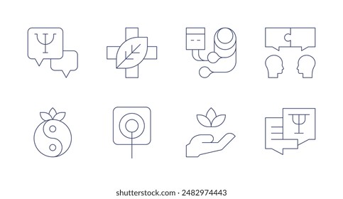 Therapy icons. Editable stroke. Containing alternativemedicine, electrode, magnettherapy, psychologist, therapy.