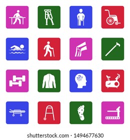 Therapy Icons. White Flat Design In Square. Vector Illustration.