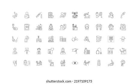 Therapy ideas, linear icons, line signs set, vector collection