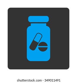 Therapy Jar vector icon. Style is flat rounded square button, blue and gray colors, white background.