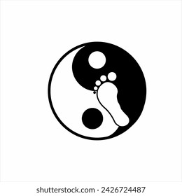 Therapy logo design with yin yang and footprints concept.