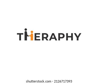 Therapy logotype wordmark logo with letter H as two human connected	