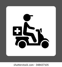 Therapy Motorbike Delivery vector icon. Style is flat rounded square button, black and white colors, gray background.