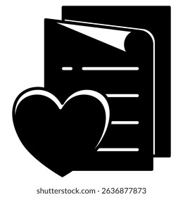 Therapy Notes icon represented by love, paper Black Filled style.