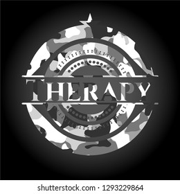 Therapy on grey camouflaged texture