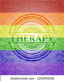 Therapy on mosaic background with the colors of the LGBT flag