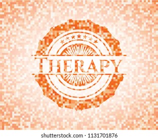 Therapy orange mosaic emblem with background