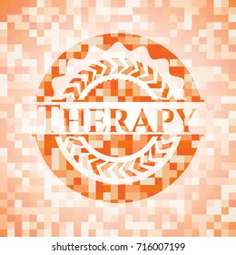 Therapy orange mosaic emblem with background