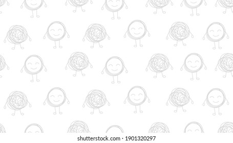 Terapia, psicología sin fisuras con caracteres doodle. Antecedentes web para psicólogos, formación psicológica. Fondo del vector