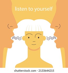 Therapy, psychotherapy, psychology concept. Open mind. Philosophical metaphor of finding the inner self and accepting oneself. Abstract modern illustration about mental health.