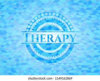 Therapy realistic light blue emblem. Mosaic background