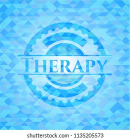 Therapy realistic sky blue emblem. Mosaic background