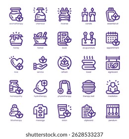 Therapy Service Icon pack para o seu site, celular, apresentação e design de logotipo. Projeto de cor básica da linha do ícone do serviço de terapia. Ilustração de gráficos vetoriais e traçado editável.