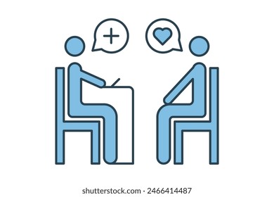 Therapy session icon. icon related to mental health. suitable for web site, app, user interfaces, printable etc. flat line icon style. simple vector design editable