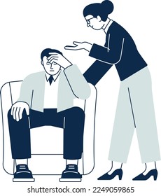 Sesión terapéutica. Conversación psicológica. Hombre sentado en un sillón
