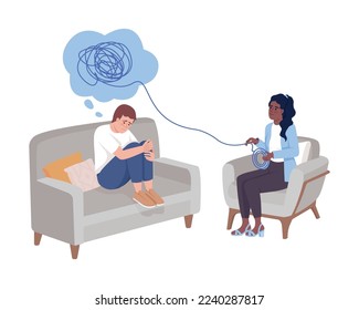 Therapy session semi flat color vector characters. Editable figures. Full body people on white. Professional psychological help simple cartoon style illustration for web graphic design and animation