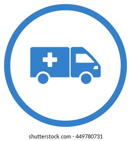 Therapy Shipment Vector Icon. Style Is Flat Circled Symbol, Cobalt Color, Rounded Angles, White Background.