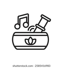 Therapy Singing Bowl Outline Icon Vector Illustration