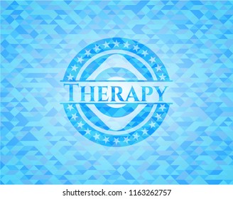 Therapy sky blue emblem with triangle mosaic background
