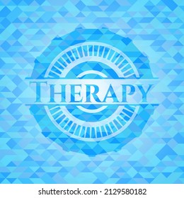 Therapy sky blue mosaic emblem. 