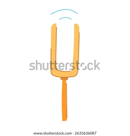 therapy tuning fork cartoon. healing music, metal prongs, oscillation tone therapy tuning fork sign. isolated symbol vector illustration