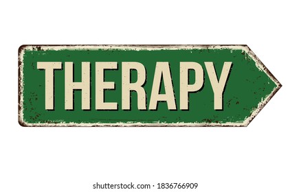 Therapy  vintage rusty metal sign on a white background, vector illustration