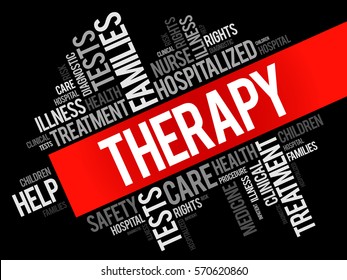 Therapy word cloud collage, health concept background