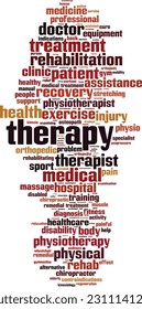 Therapy word cloud concept. Collage made of words about therapy. Vector illustration 