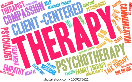 Therapy word cloud on a white background. 