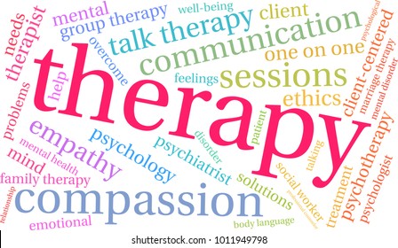 Therapy word cloud on a white background. 