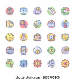 Hay 25 iconos de bitcoin.