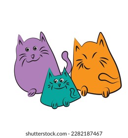 There are 3 vector cats. Use for illustration. or wordart images or icons