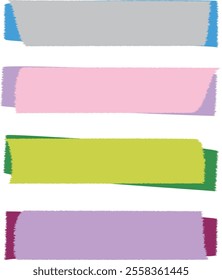 There are 4 types of masking tape, the combinations are light blue and gray, pink and purple, yellow-green and green, and purple and wine red.