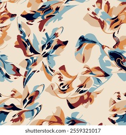 there is an abstract pattern. The pattern consists of fluid and sinuous shapes in various colours (shades of blue, pink, yellow, orange and brown)