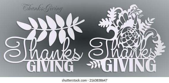 There is Always Something to be Thankful For phrase. Thanksgiving Quote. Design for Invitation or Autumn Holiday Celebration Cutting Paper art and Laser Cut