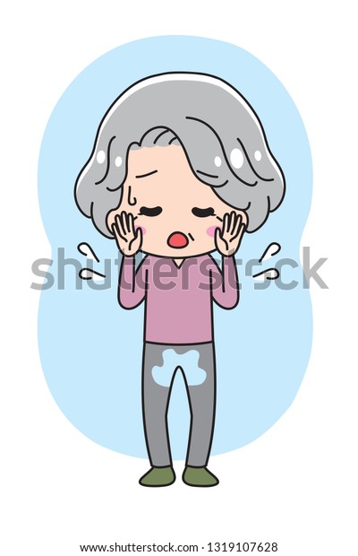 おばあさんがおしっこをしている背景がある のベクター画像素材 ロイヤリティフリー