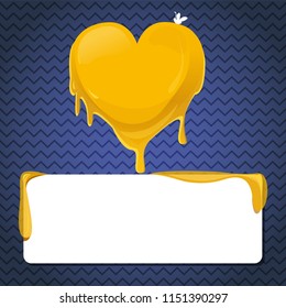 There are big honey heart with block space for text, little white bee on the different backgrounds. 