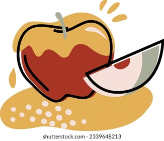 there is a cartoon of a knife cutting an apple