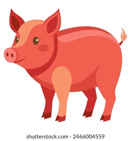 There is a cartoon red pig depicted on a white background