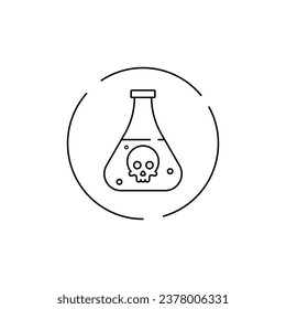 there is a chemical risk icon, there is a preservative, there is a potential poison, chemistry thin line symbol for web and mobile on white background, editable stroke vector illustration eps 10