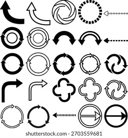 Es gibt kreisförmige Pfeile. Das ist Vektordesign.