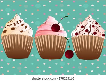 There are cupcakes on the  background