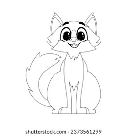 There is a cute and funny cat with red hair sitting over there. Childrens coloring page.