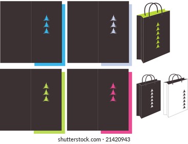 There are designer idea of holiday postcard and gift paper bags.