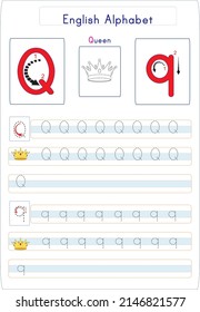 There are different worksheets where all the letters of the alphabet are given. The student will see and write how the letter is written. A visual about the letter is also presented.