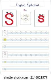 There are different worksheets where all the letters of the alphabet are given. The student will see and write how the letter is written. A visual about the letter is also presented.