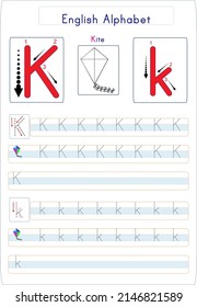 There are different worksheets where all the letters of the alphabet are given. The student will see and write how the letter is written. A visual about the letter is also presented.